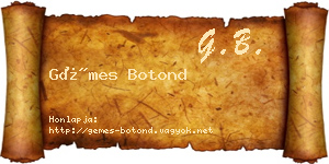 Gémes Botond névjegykártya